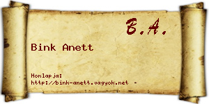 Bink Anett névjegykártya